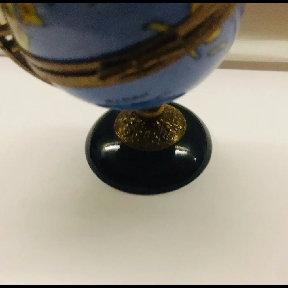 Limoges World Globe on Stand Gold Plated Hand Crafted Signed HF Original…
